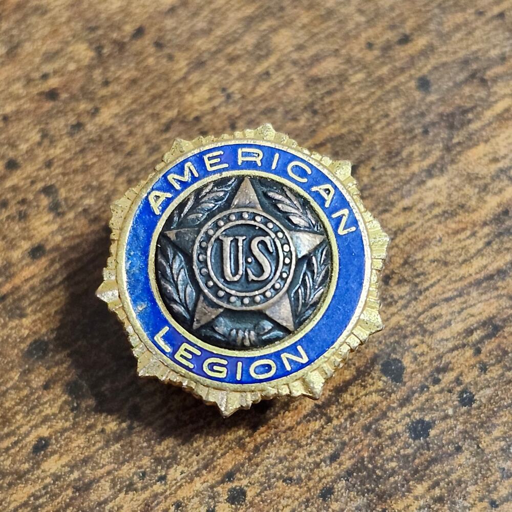 Vintage American Legion Screwback Lapel Pin Blue Enamel Star US Patent 54296